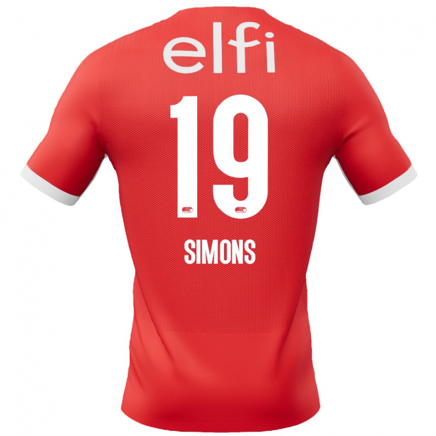 Kids Football Saviola Simons #19 Red White Home Jersey 2024/25 T-Shirt Uk