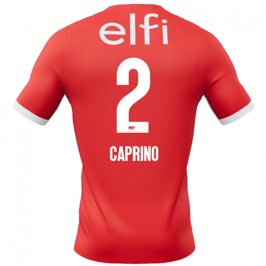 Kids Football Ginia Caprino #2 Red White Home Jersey 2024/25 T-Shirt Uk