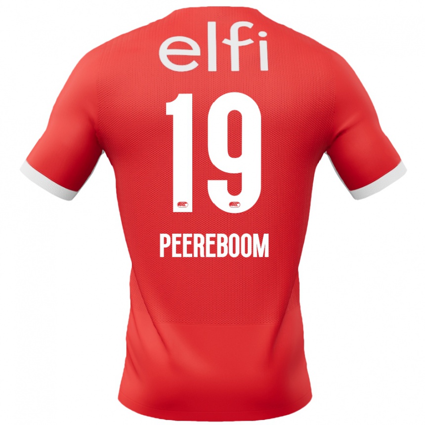 Kids Football Sanne Peereboom #19 Red White Home Jersey 2024/25 T-Shirt Uk