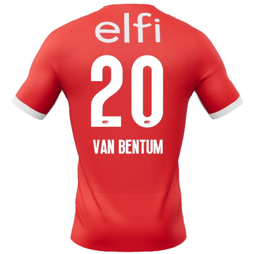 Kids Football Mirte Van Bentum #20 Red White Home Jersey 2024/25 T-Shirt Uk