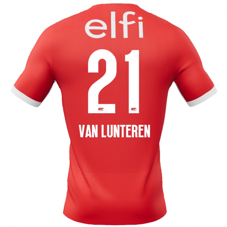 Kids Football Desiree Van Lunteren #21 Red White Home Jersey 2024/25 T-Shirt Uk