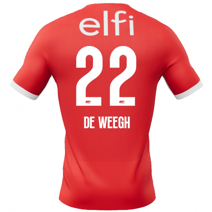 Kids Football Bo Op De Weegh #22 Red White Home Jersey 2024/25 T-Shirt Uk