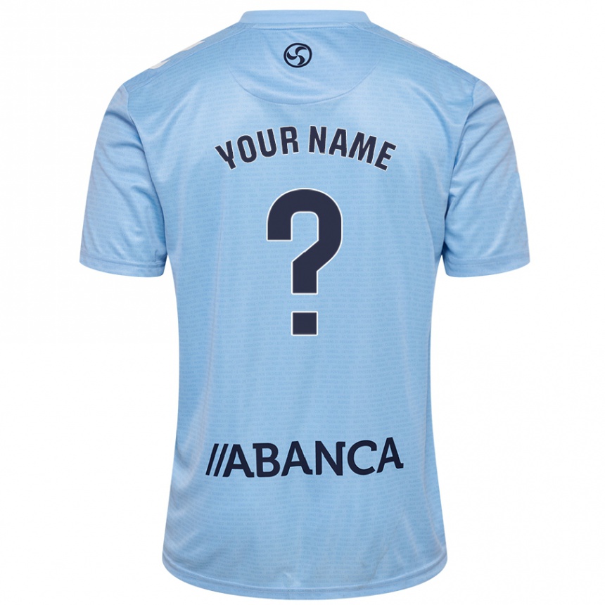 Kids Football Your Name #0 Sky Blue Home Jersey 2024/25 T-Shirt Uk