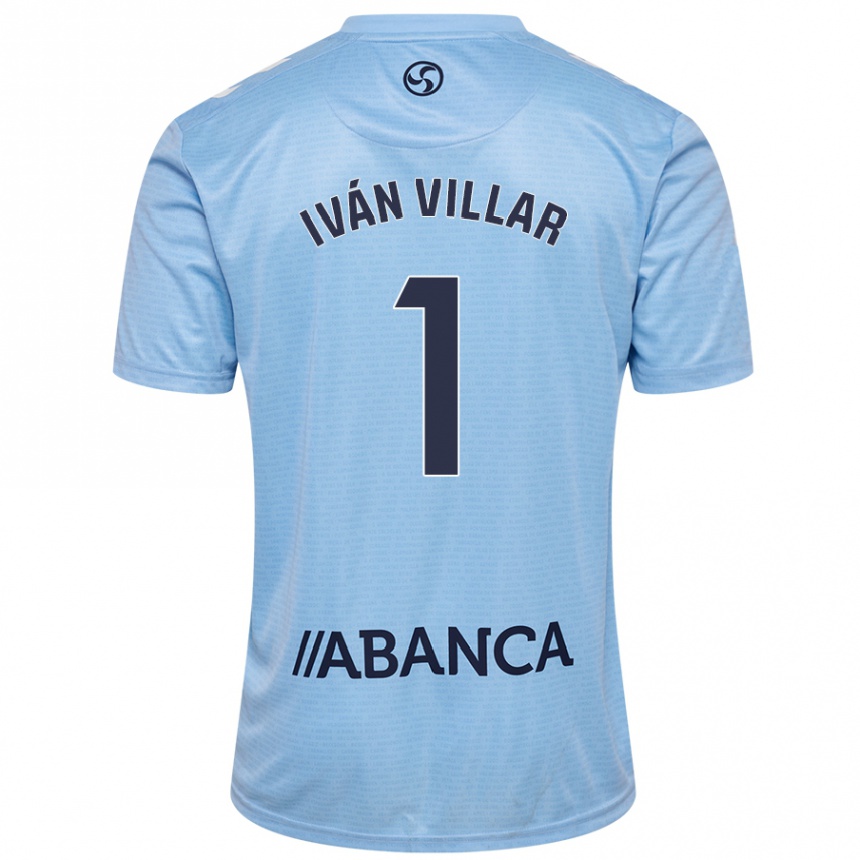 Kids Football Iván Villar #1 Sky Blue Home Jersey 2024/25 T-Shirt Uk