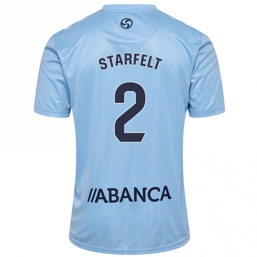 Kids Football Carl Starfelt #2 Sky Blue Home Jersey 2024/25 T-Shirt Uk