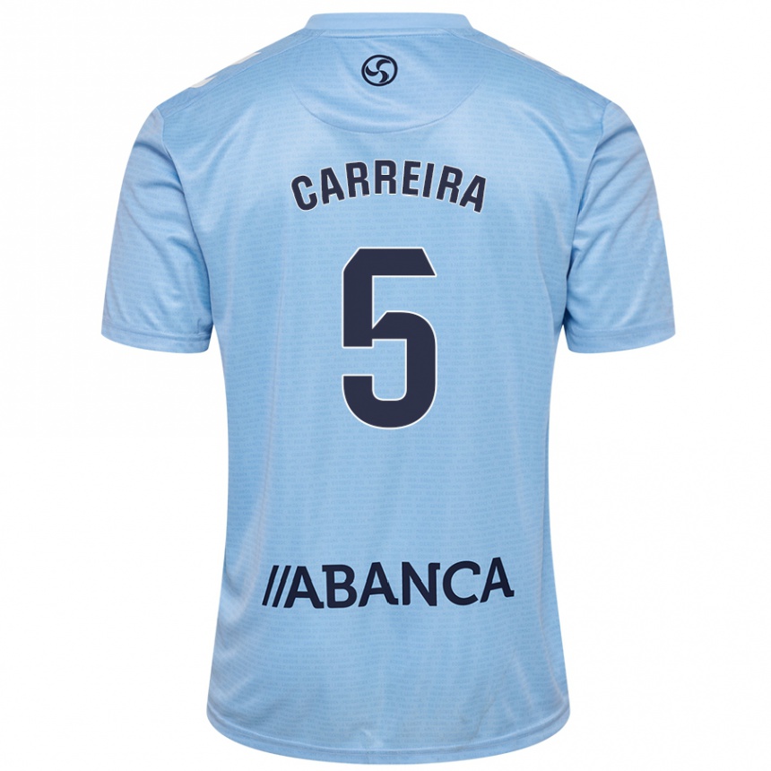 Kids Football Sergio Carreira #5 Sky Blue Home Jersey 2024/25 T-Shirt Uk