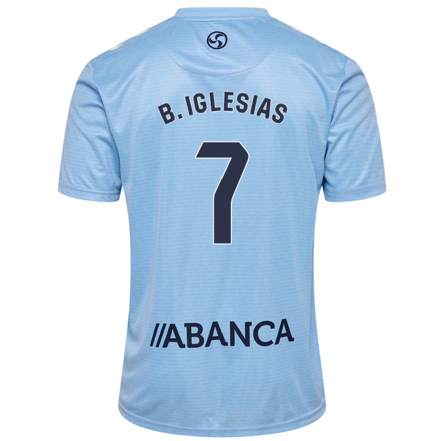 Kids Football Borja Iglesias #7 Sky Blue Home Jersey 2024/25 T-Shirt Uk