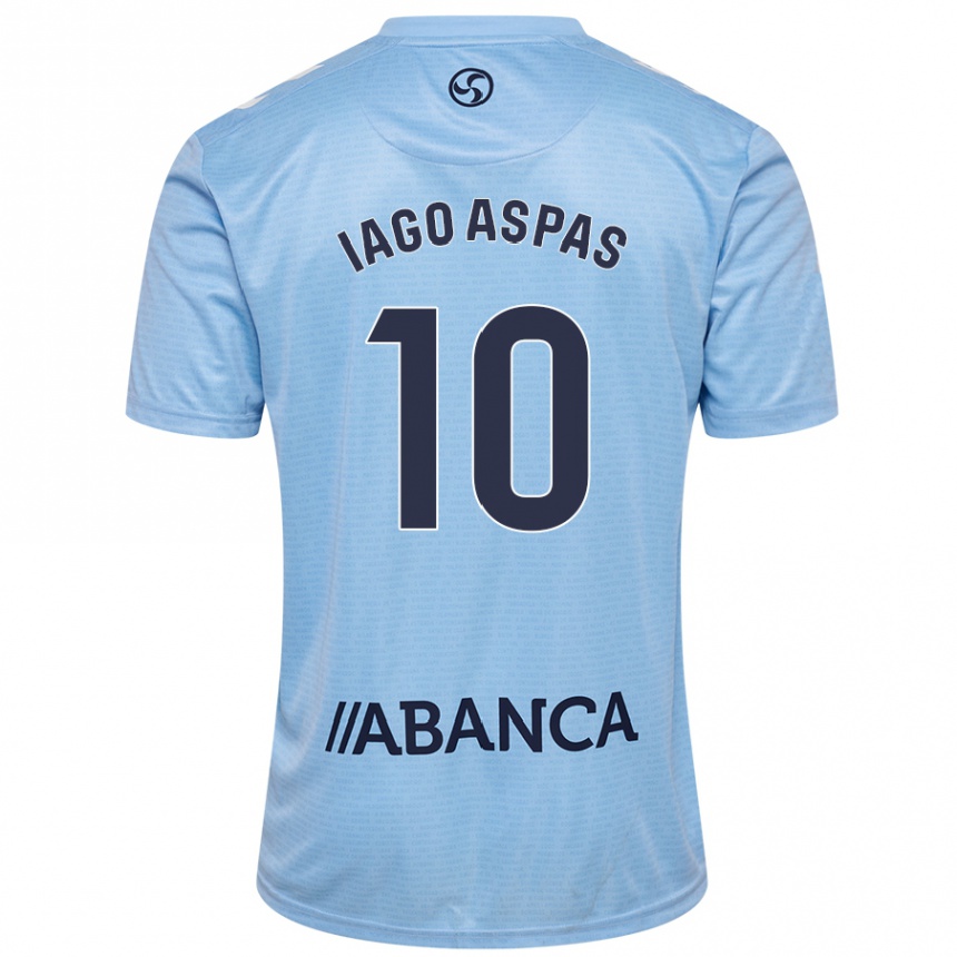 Kids Football Iago Aspas #10 Sky Blue Home Jersey 2024/25 T-Shirt Uk