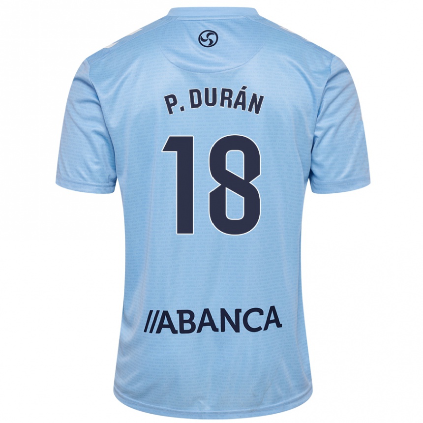 Kids Football Pablo Durán #18 Sky Blue Home Jersey 2024/25 T-Shirt Uk