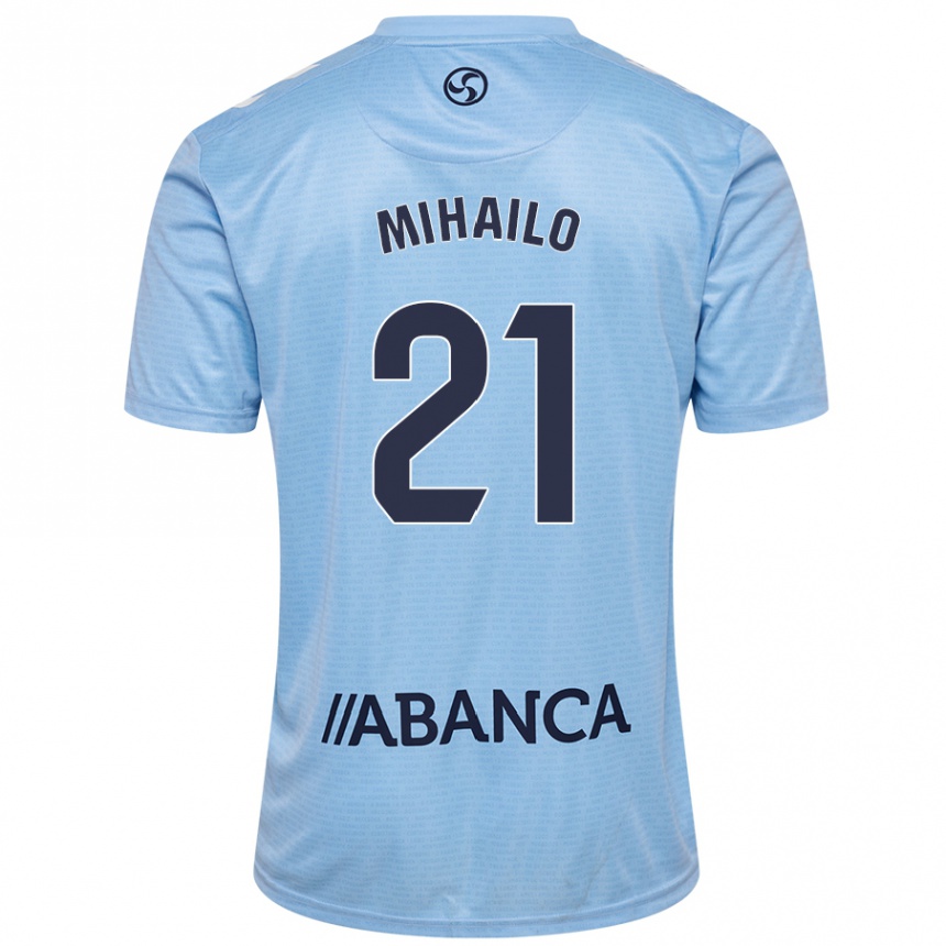 Kids Football Mihailo Ristic #21 Sky Blue Home Jersey 2024/25 T-Shirt Uk