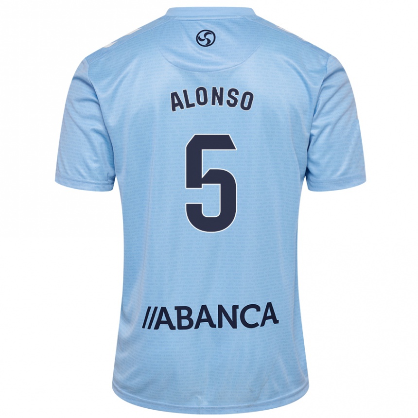 Kids Football Gael Alonso #5 Sky Blue Home Jersey 2024/25 T-Shirt Uk