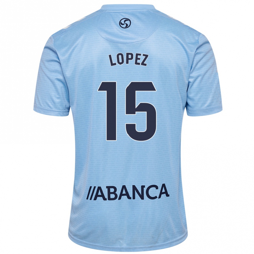 Kids Football Fer López #15 Sky Blue Home Jersey 2024/25 T-Shirt Uk