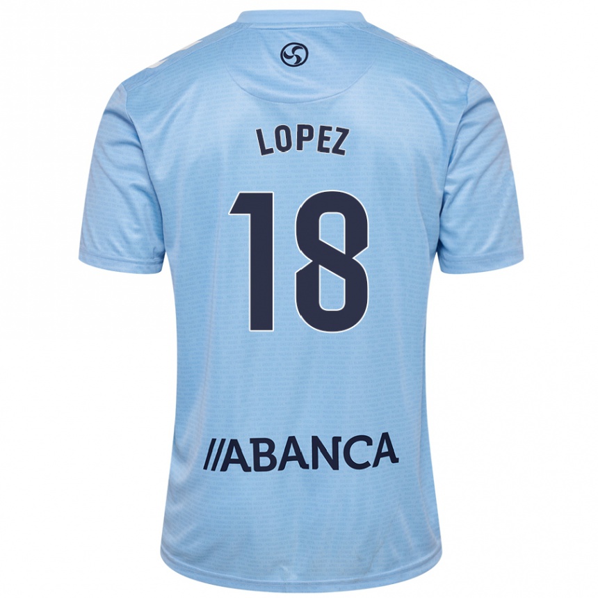 Kids Football Joel López #18 Sky Blue Home Jersey 2024/25 T-Shirt Uk