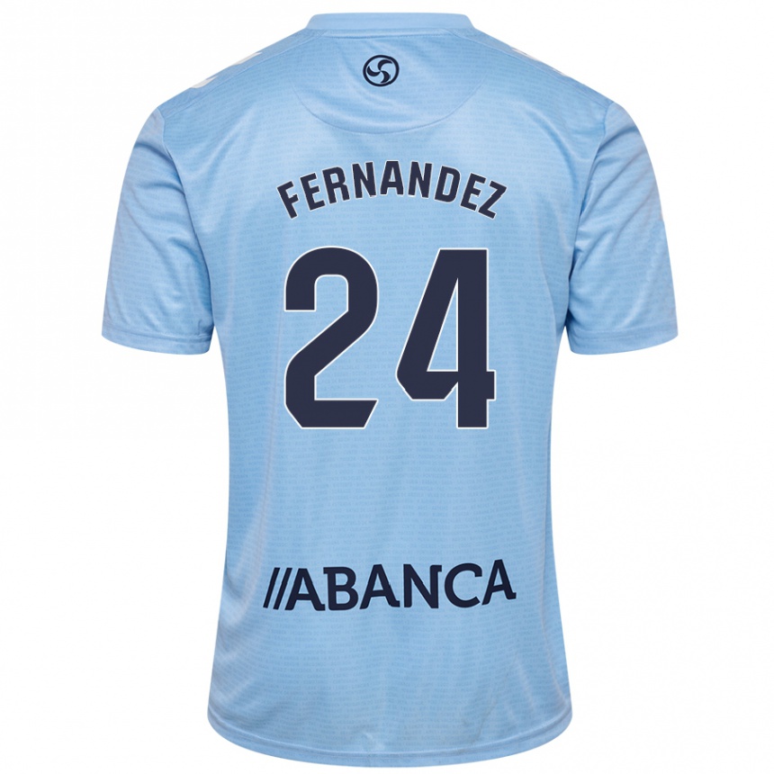 Kids Football César Fernández #24 Sky Blue Home Jersey 2024/25 T-Shirt Uk