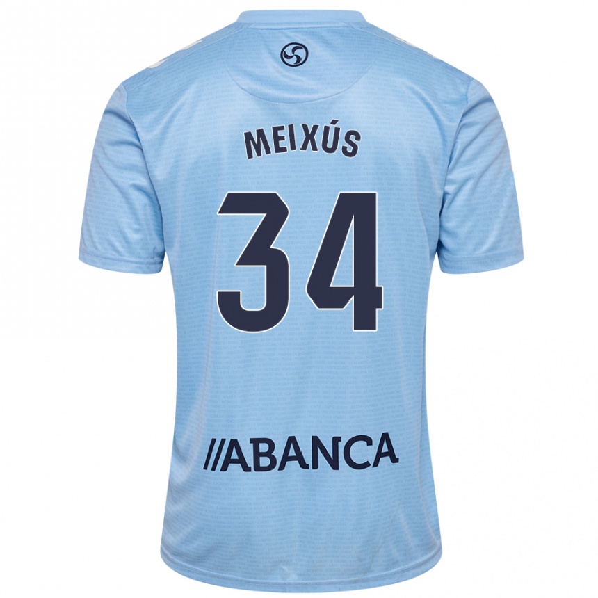 Kids Football Pablo Meixús #34 Sky Blue Home Jersey 2024/25 T-Shirt Uk