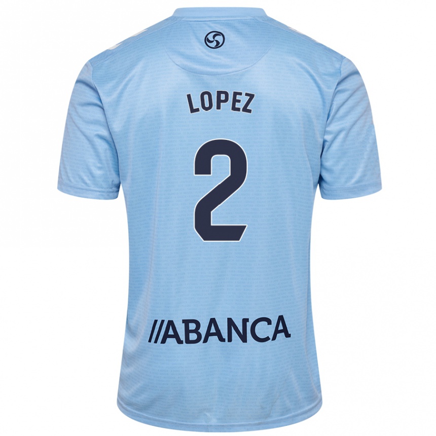 Kids Football Iván López #2 Sky Blue Home Jersey 2024/25 T-Shirt Uk