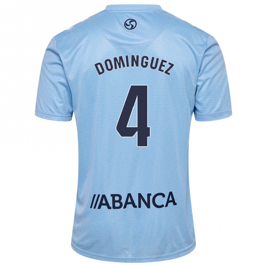 Kids Football Javi Domínguez #4 Sky Blue Home Jersey 2024/25 T-Shirt Uk