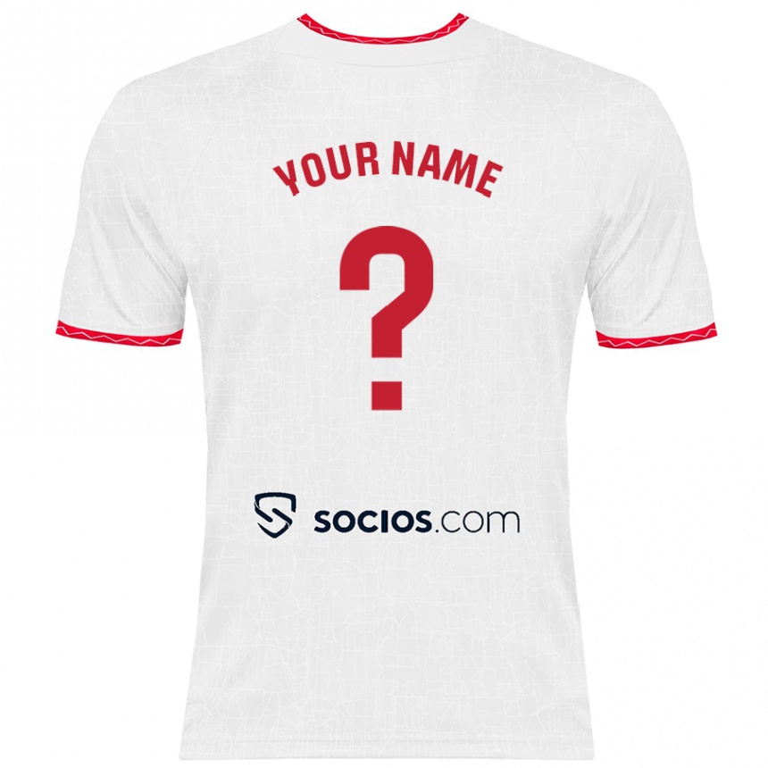 Kids Football Your Name #0 White Red Home Jersey 2024/25 T-Shirt Uk