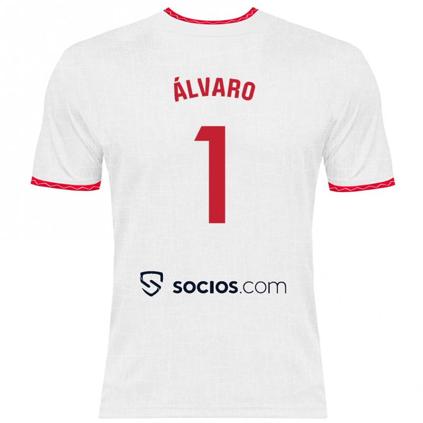 Kids Football Álvaro Fernández #1 White Red Home Jersey 2024/25 T-Shirt Uk