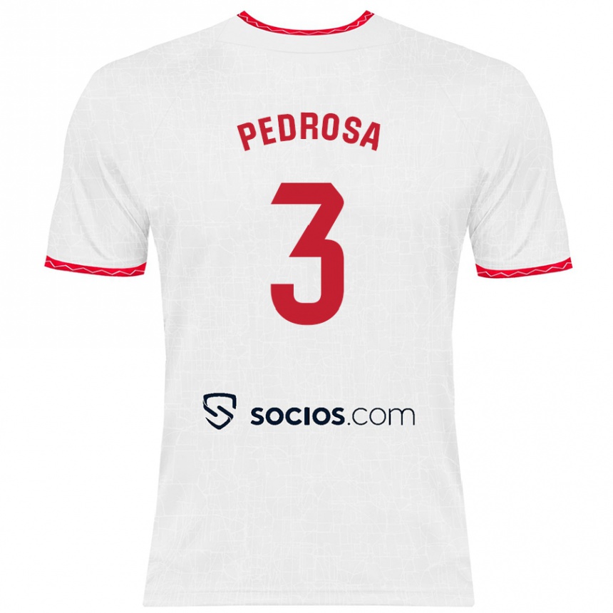 Kids Football Adrià Pedrosa #3 White Red Home Jersey 2024/25 T-Shirt Uk