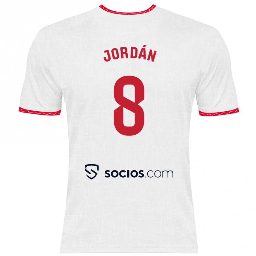 Kids Football Joan Jordán #8 White Red Home Jersey 2024/25 T-Shirt Uk