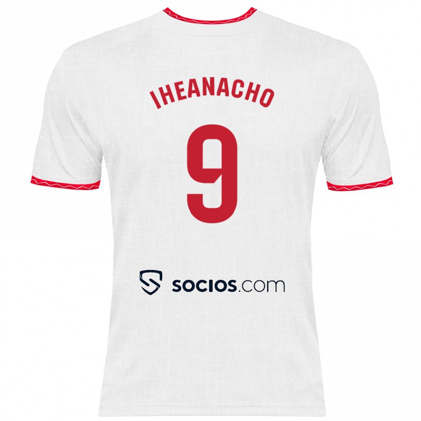 Kids Football Kelechi Iheanacho #9 White Red Home Jersey 2024/25 T-Shirt Uk