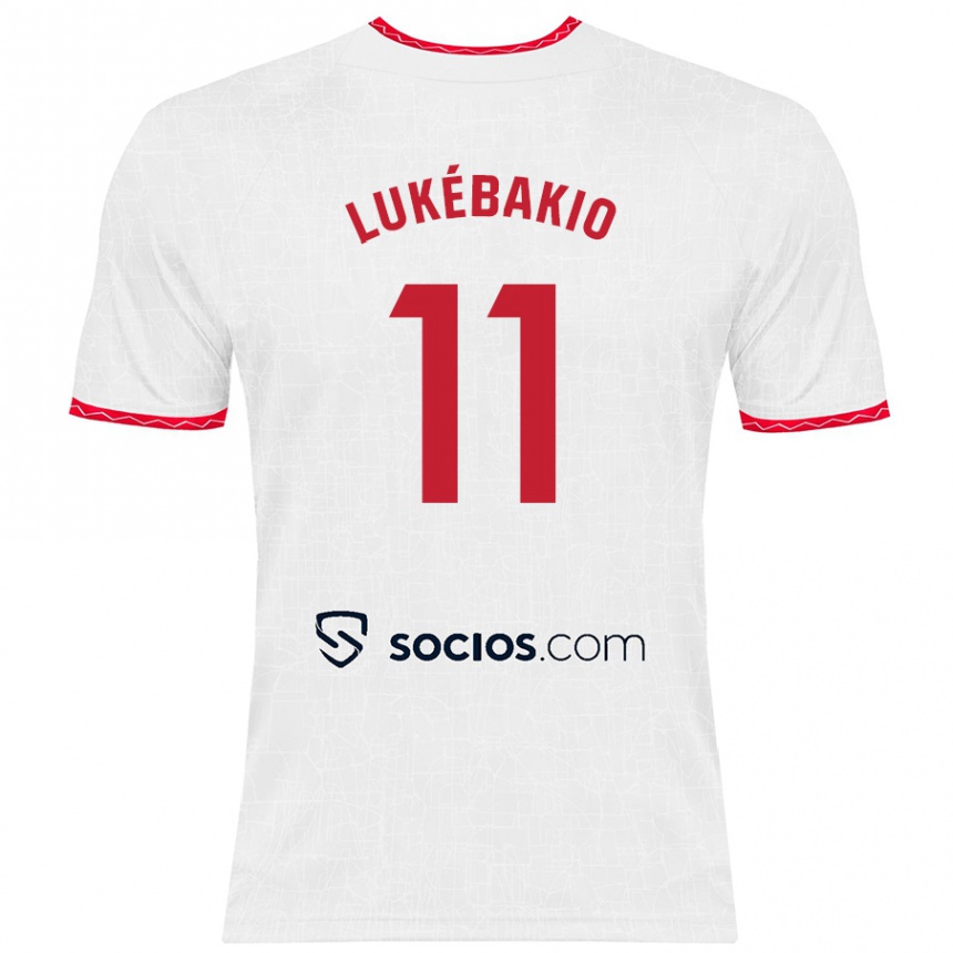 Kids Football Dodi Lukébakio #11 White Red Home Jersey 2024/25 T-Shirt Uk