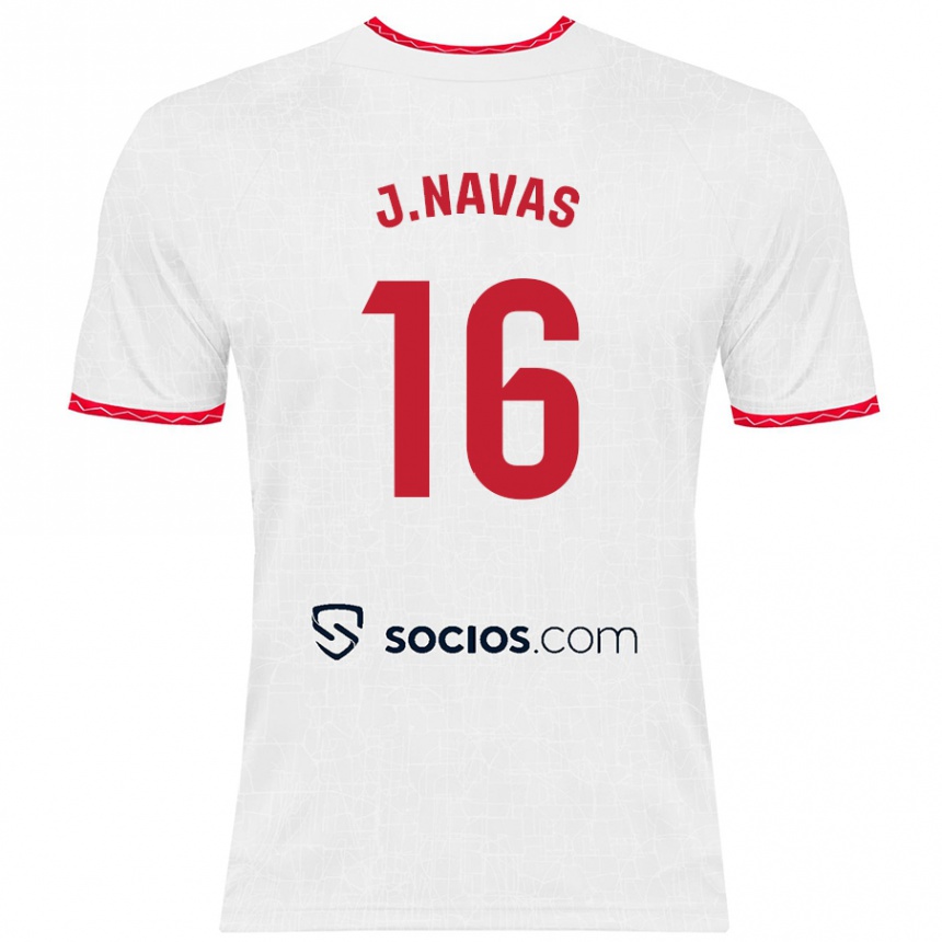 Kids Football Jesús Navas #16 White Red Home Jersey 2024/25 T-Shirt Uk