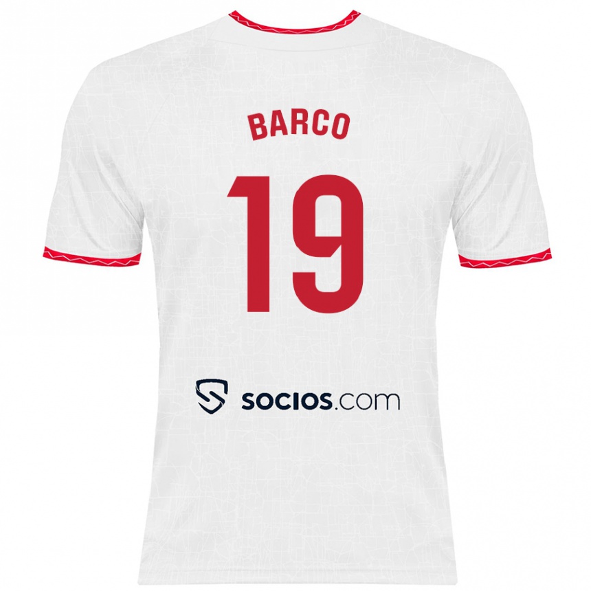 Kids Football Valentin Barco #19 White Red Home Jersey 2024/25 T-Shirt Uk