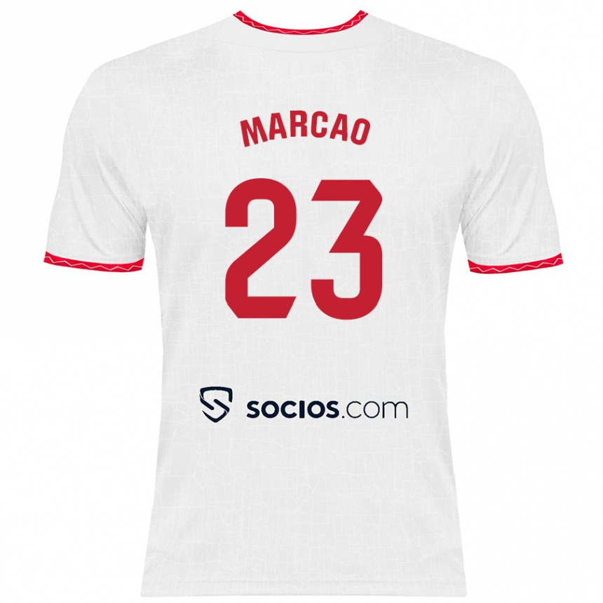 Kids Football Marcão #23 White Red Home Jersey 2024/25 T-Shirt Uk