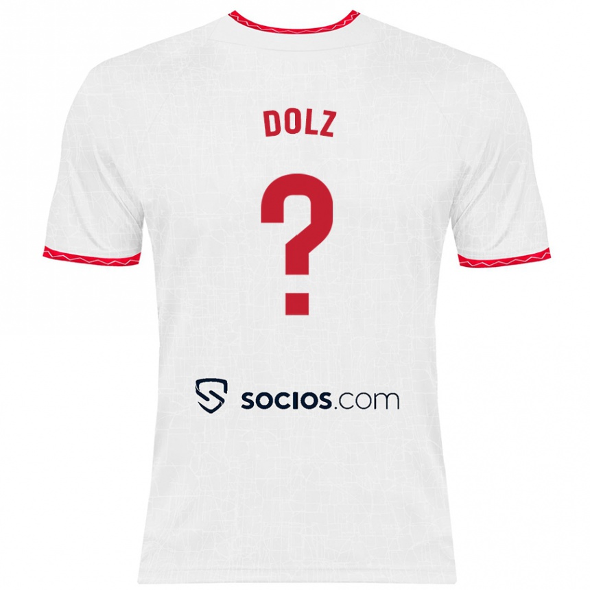 Kids Football Marc Dolz #0 White Red Home Jersey 2024/25 T-Shirt Uk