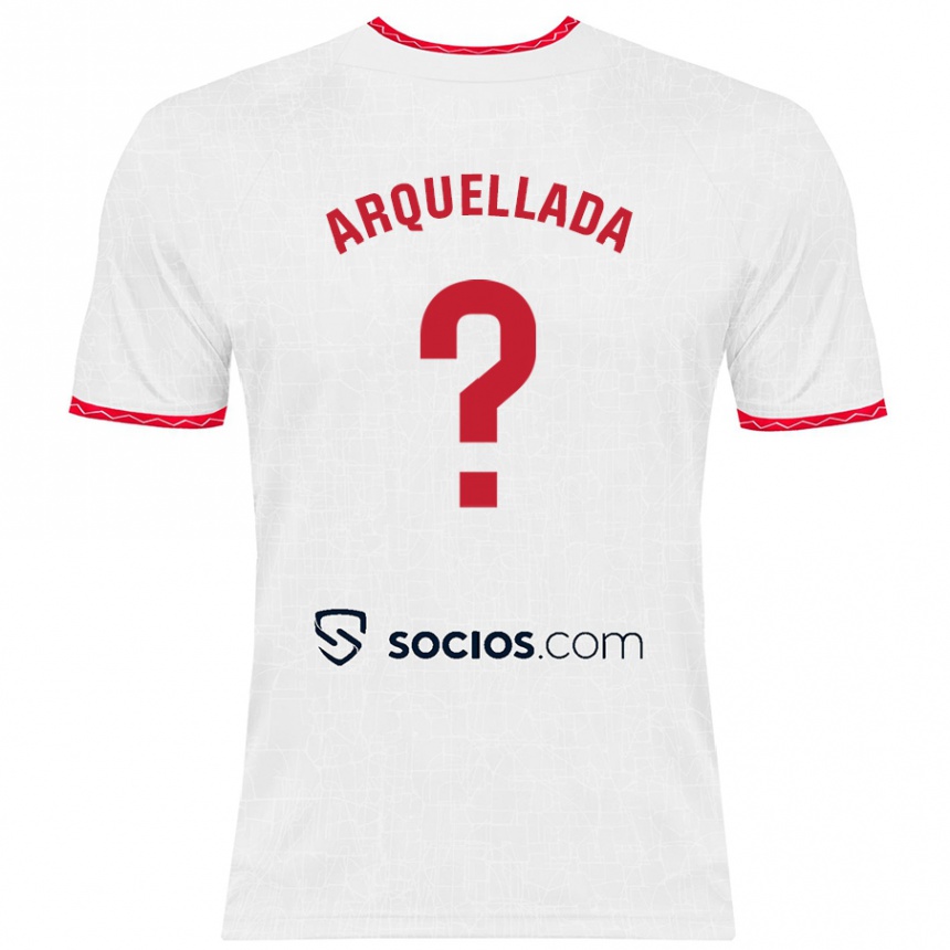 Kids Football Álvaro Arquellada #0 White Red Home Jersey 2024/25 T-Shirt Uk