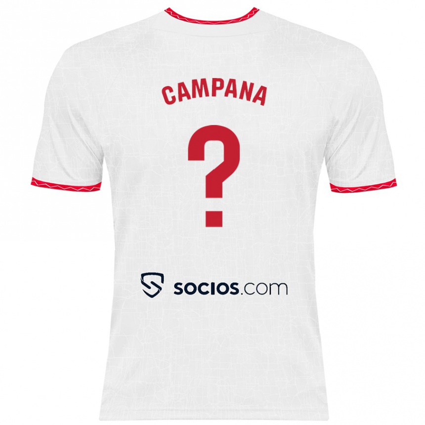 Kids Football Massimo Campana #0 White Red Home Jersey 2024/25 T-Shirt Uk