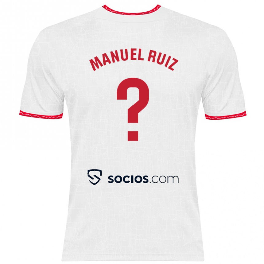 Kids Football José Manuel Ruiz #0 White Red Home Jersey 2024/25 T-Shirt Uk