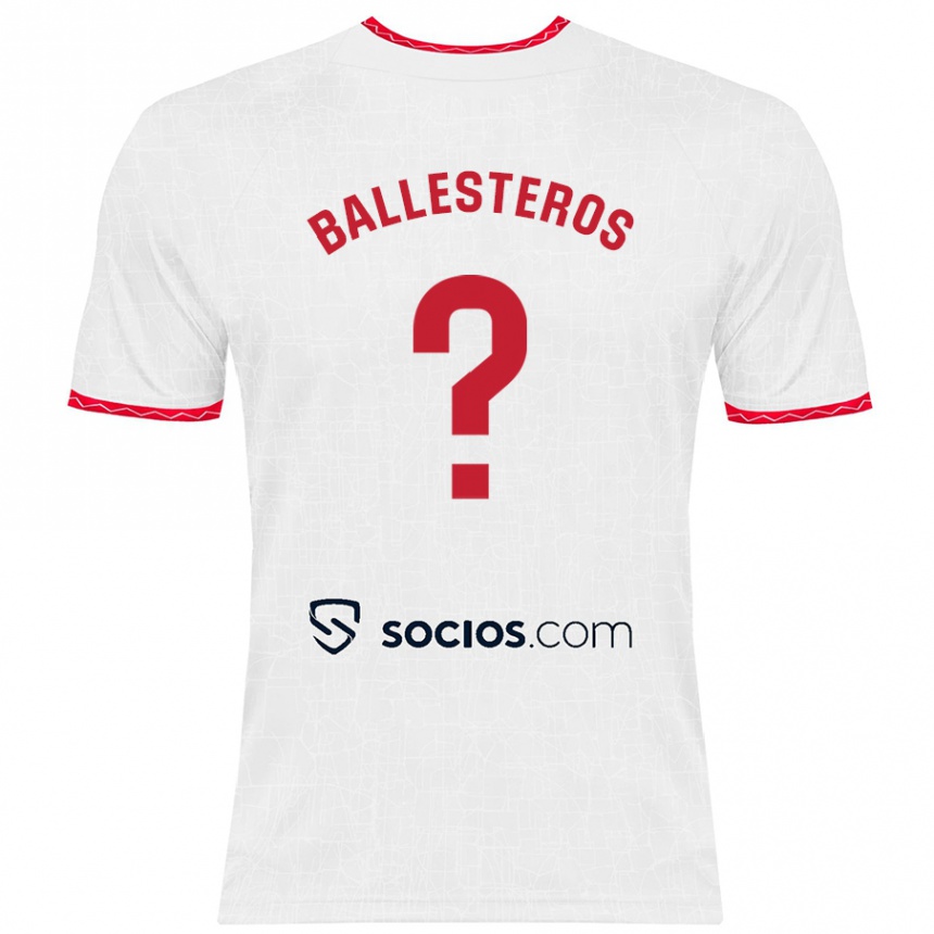 Kids Football Gonzalo Ballesteros #0 White Red Home Jersey 2024/25 T-Shirt Uk