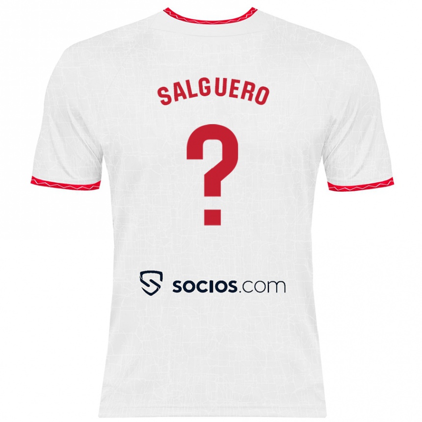 Kids Football Iván Salguero #0 White Red Home Jersey 2024/25 T-Shirt Uk