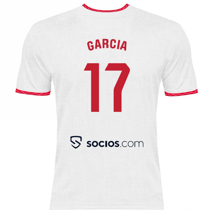 Kids Football Débora García #17 White Red Home Jersey 2024/25 T-Shirt Uk