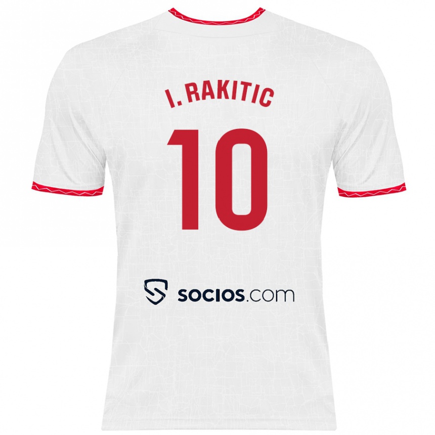 Kids Football Ivan Rakitic #10 White Red Home Jersey 2024/25 T-Shirt Uk