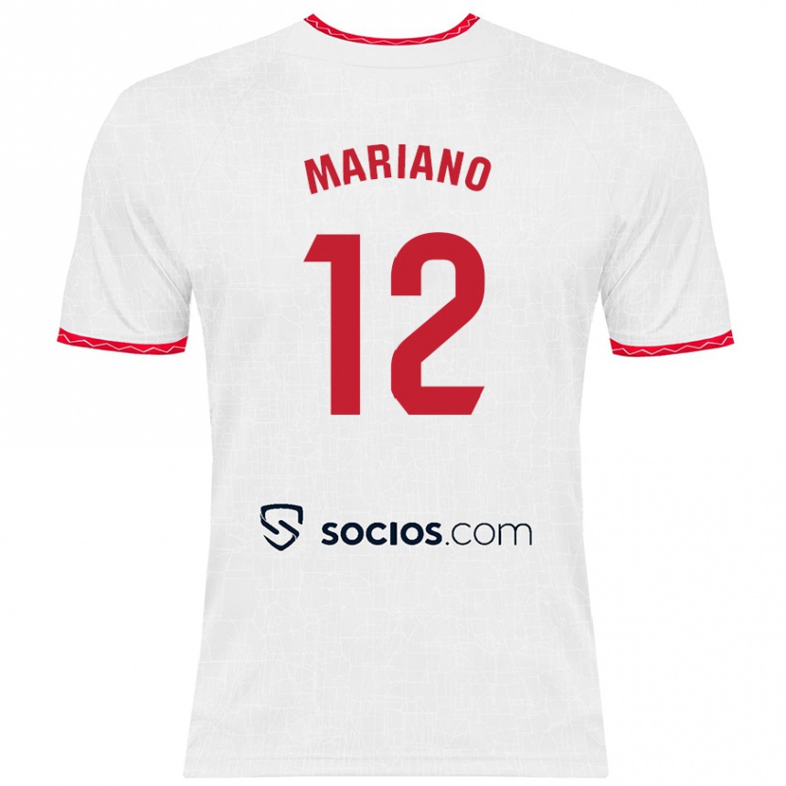 Kids Football Mariano Diaz #12 White Red Home Jersey 2024/25 T-Shirt Uk