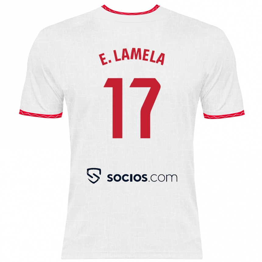 Kids Football Erik Lamela #17 White Red Home Jersey 2024/25 T-Shirt Uk