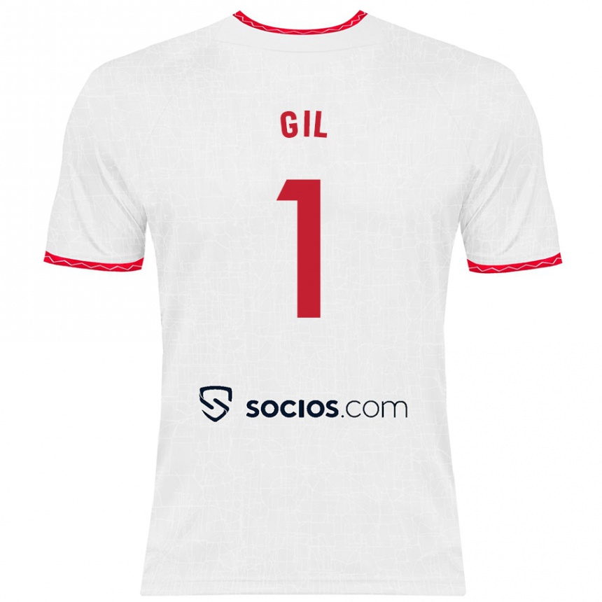 Kids Football David Gil #1 White Red Home Jersey 2024/25 T-Shirt Uk