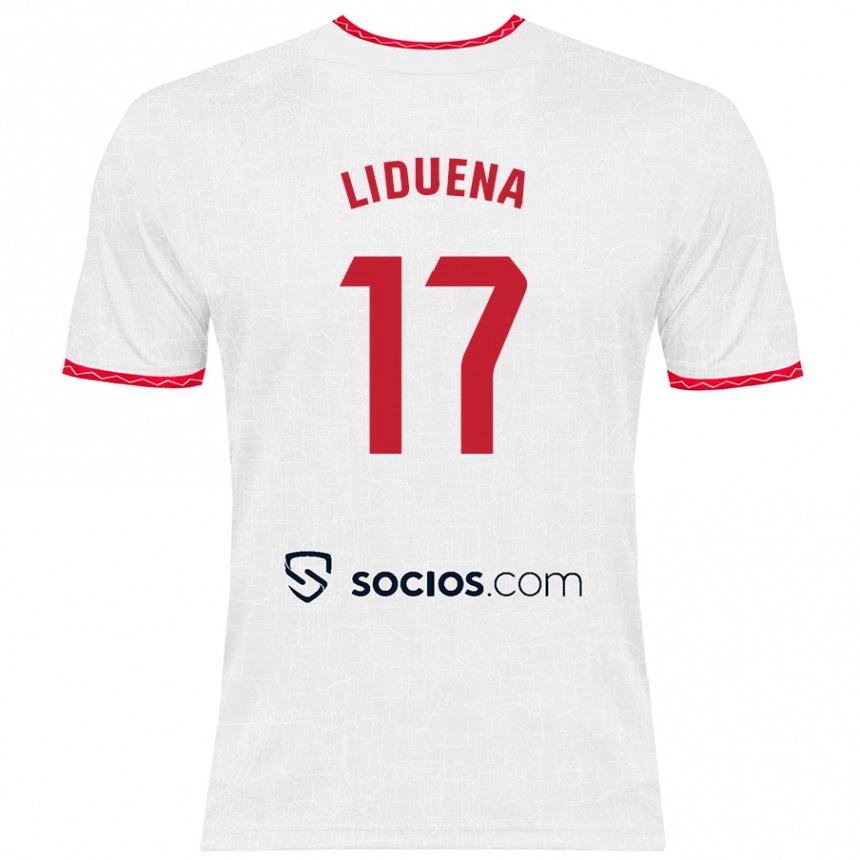 Kids Football Daniel Lidueña #17 White Red Home Jersey 2024/25 T-Shirt Uk