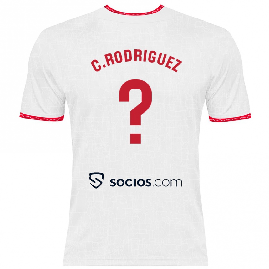 Kids Football Carlos Rodríguez #0 White Red Home Jersey 2024/25 T-Shirt Uk