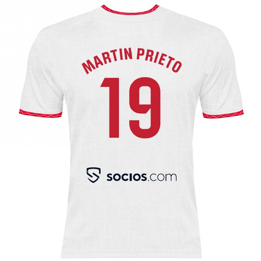 Kids Football Cristina Martín-Prieto Gutiérrez #19 White Red Home Jersey 2024/25 T-Shirt Uk