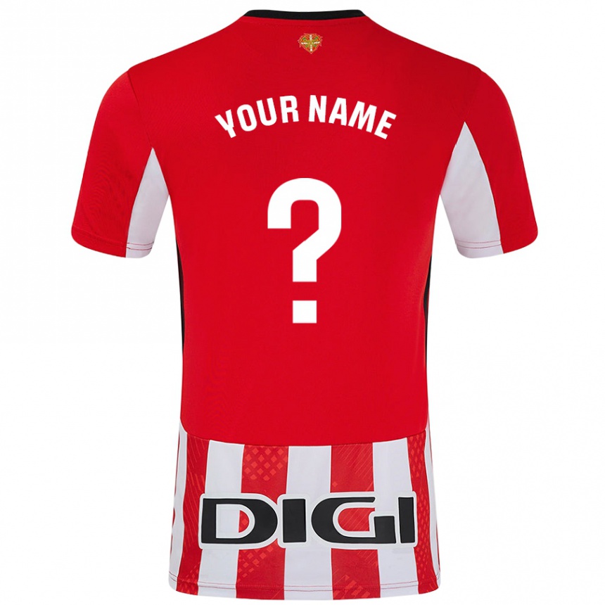 Kids Football Your Name #0 Red White Home Jersey 2024/25 T-Shirt Uk