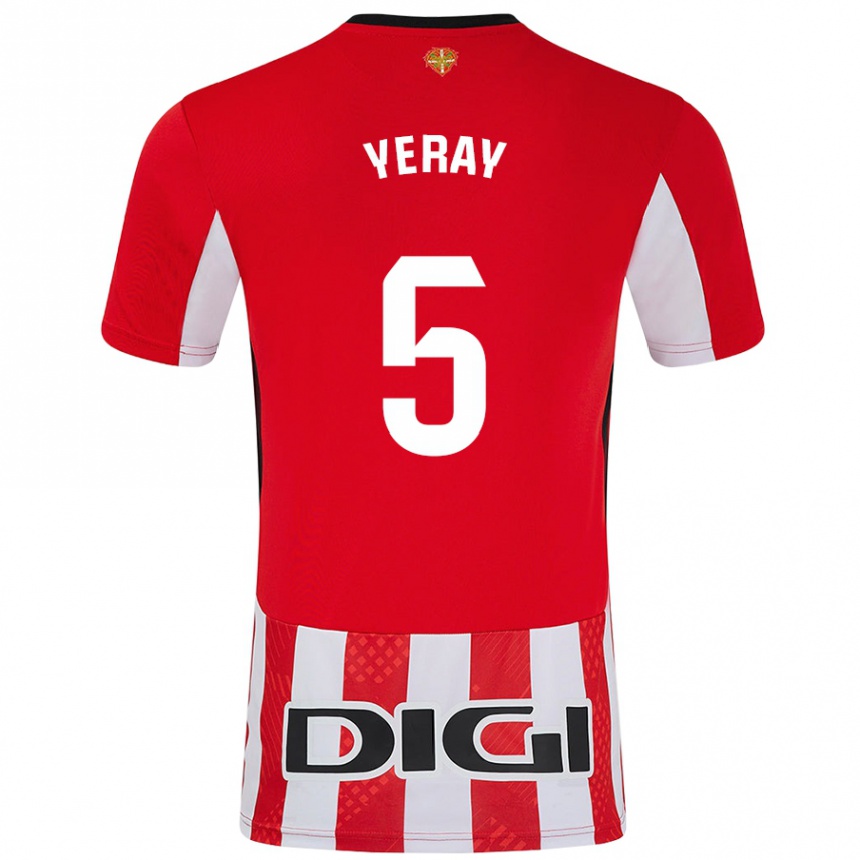 Kids Football Yeray Álvarez #5 Red White Home Jersey 2024/25 T-Shirt Uk