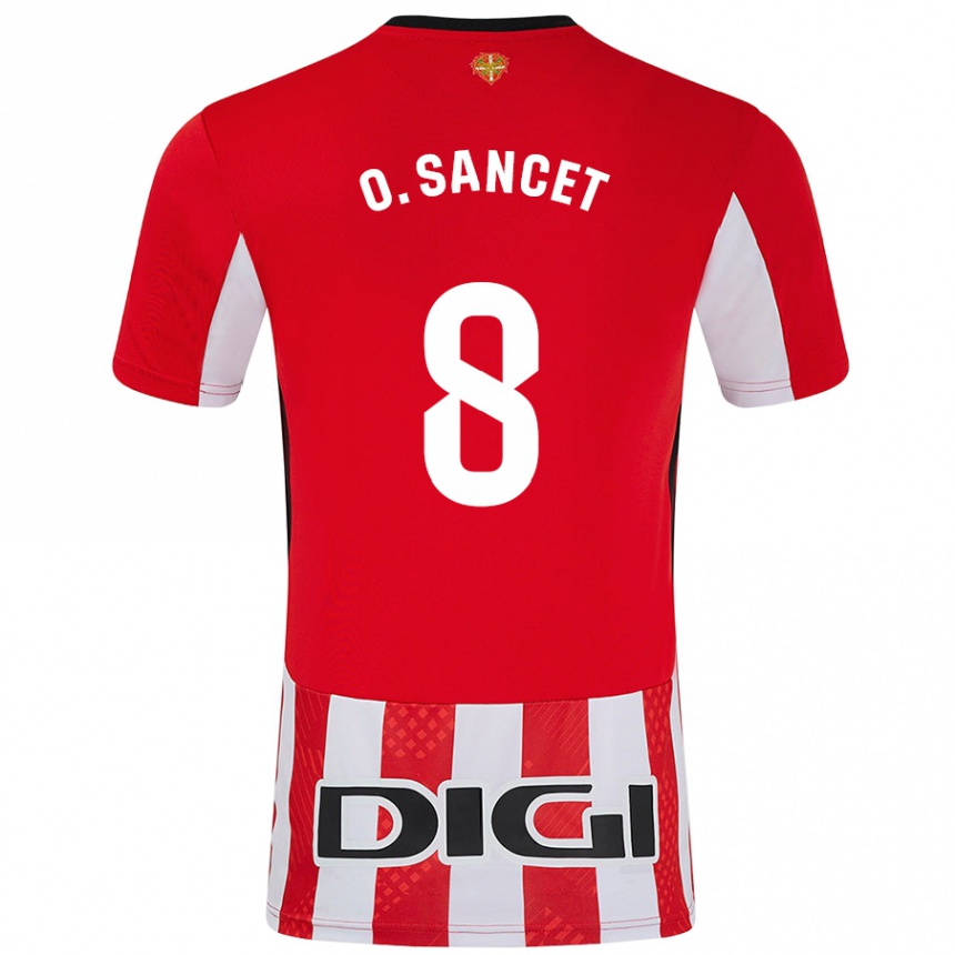 Kids Football Oihan Sancet #8 Red White Home Jersey 2024/25 T-Shirt Uk