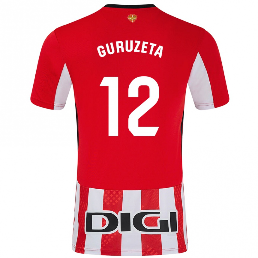 Kids Football Gorka Guruzeta #12 Red White Home Jersey 2024/25 T-Shirt Uk