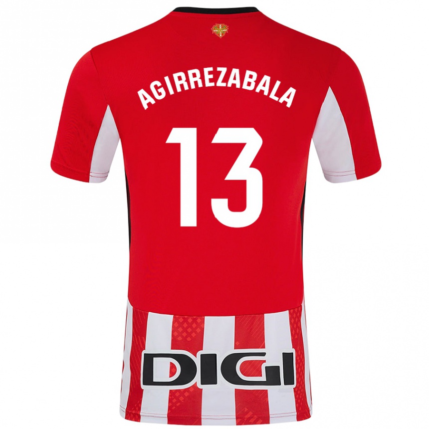 Kids Football Julen Agirrezabala #13 Red White Home Jersey 2024/25 T-Shirt Uk