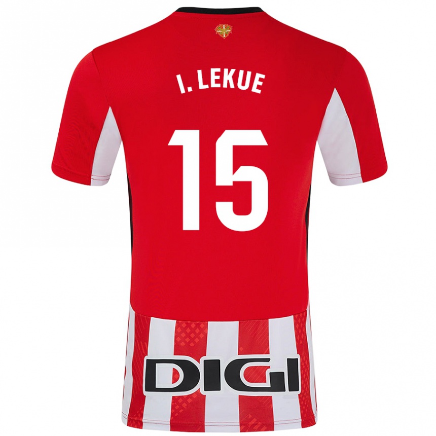 Kids Football Iñigo Lekue #15 Red White Home Jersey 2024/25 T-Shirt Uk